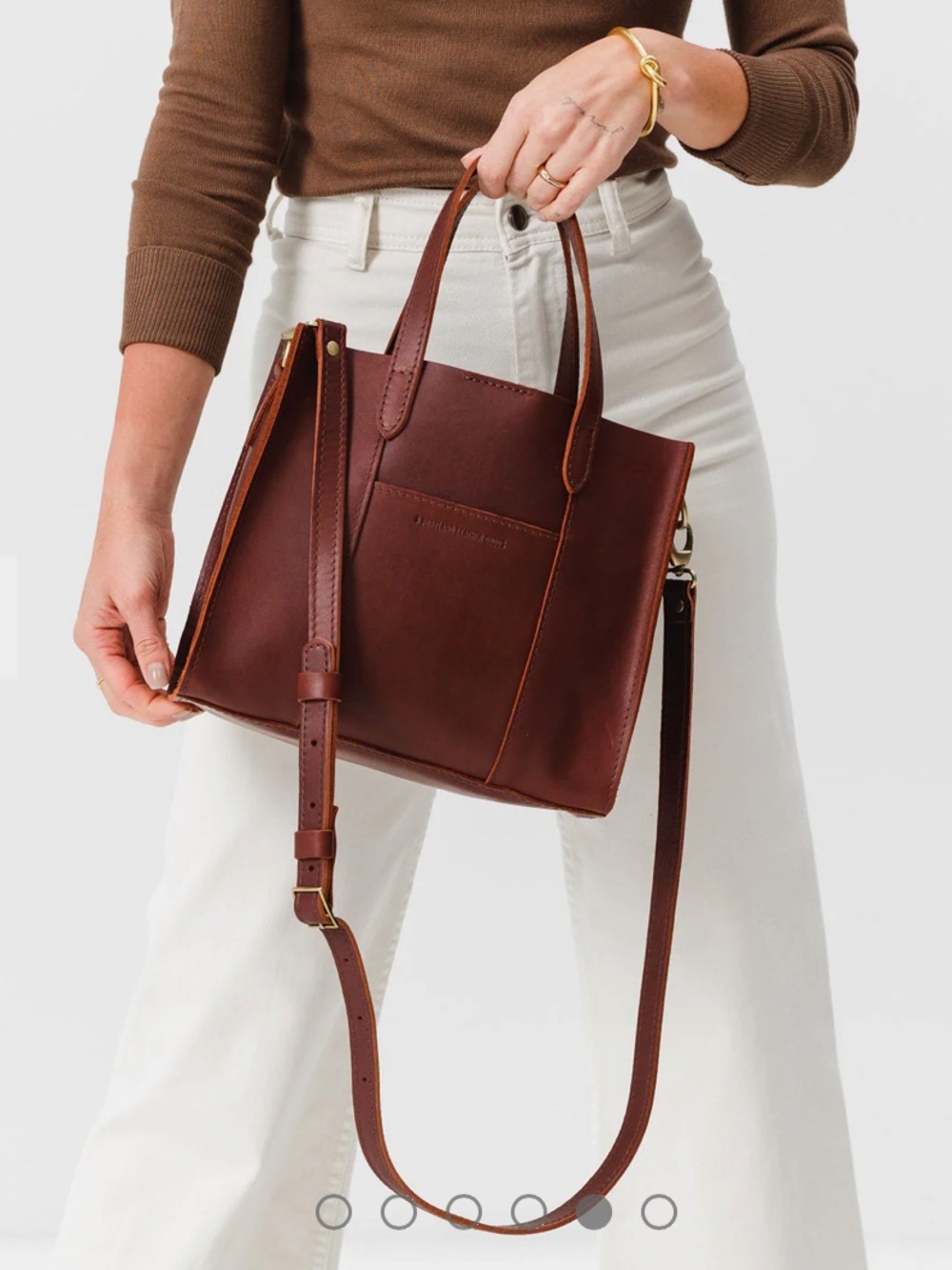 Portland Leather Goods Zippered Lola Crossbody Tote in Cognac